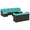 vidaXL 11-delige tuinbankset met kussens, zwart polyrotan