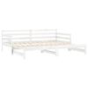 vidaXL Slaapbank uitschuifbaar massief grenenhout wit 2x(90x200) cm