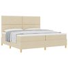 vidaXL Boxspringbed met hoofdeinde Cr&egrave;me 200 x 200 cm Stof