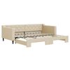 vidaXL Slaapbank met onderschuifbed 90x200 cm stof cr&egrave;mekleurig