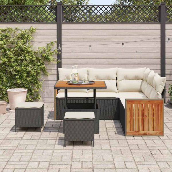 vidaXL Tuin Sofa Set 8 pcs Zwart en Cr&egrave;me poly rattan