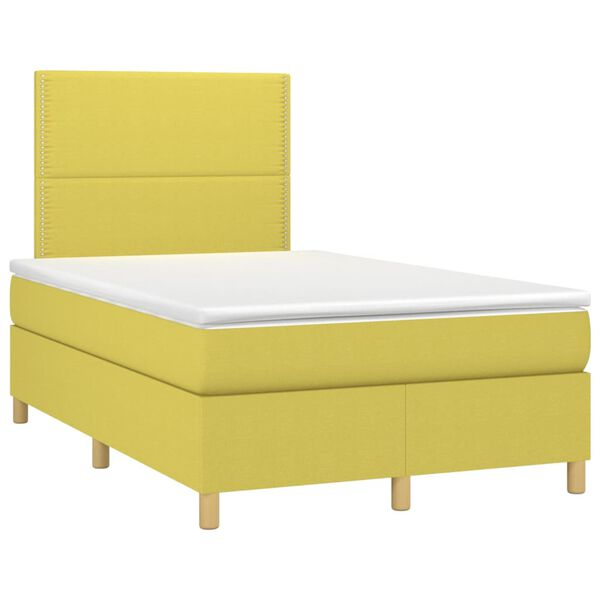 vidaXL Boxspring met matras en LED stof groen 120x200 cm
