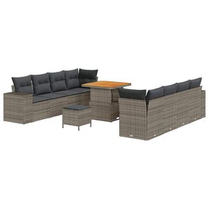vidaXL Tuin Sofa Set met kussen 11 pcs Grijs poly rattan