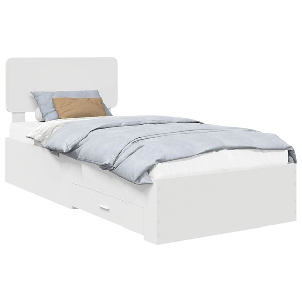 vidaXL Bedframe met hoofdeinde met lade Wit 75 x 190 cm Bewerkt hout