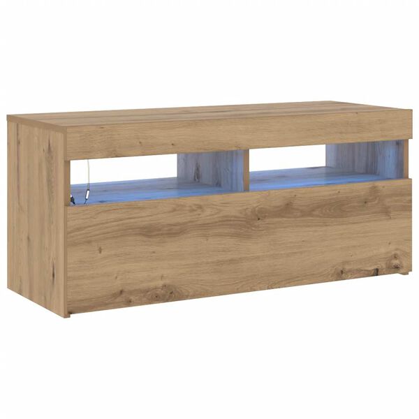 vidaXL Tv-meubel met LED 90x35x40 cm bewerkt hout artisanaal eiken