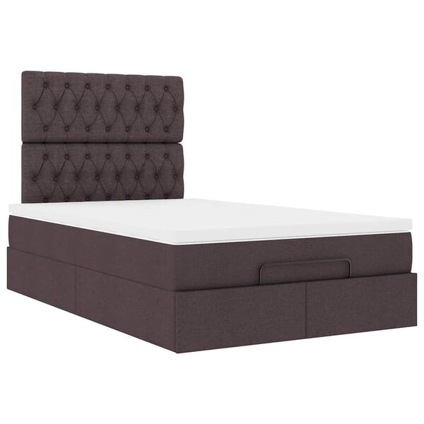 vidaXL Ottoman bed met matras 120x190 cm stof donkerbruin