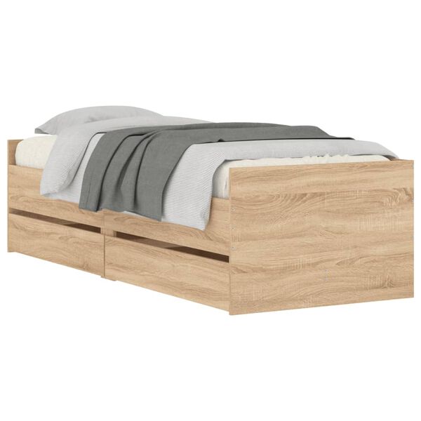 vidaXL Bedframe met lades sonoma eikenkleurig 100x200 cm