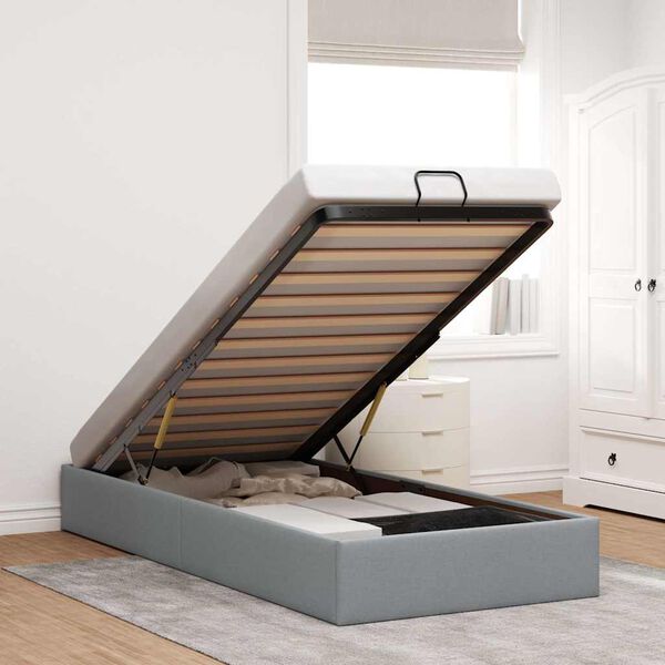 vidaXL Bedframe zonder matras 80x200 cm stof lichtgrijs