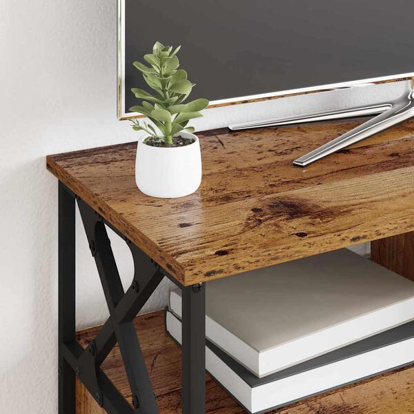 vidaXL TV-kast Oud Hout 90 x 33 x 45 cm Engineered hout en staal