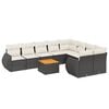 vidaXL 10-delige Loungeset met kussens poly rattan zwart