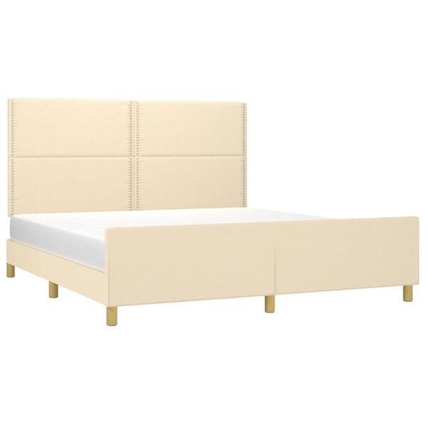 vidaXL Bedframe zonder matras stof cr&egrave;mekleurig 180x200 cm