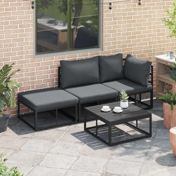 vidaXL Tuin Sofa Set met kussen 3 pcs Zwart Aluminium