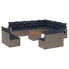 vidaXL 13-delige tuinbankset met kussens, grijs polyrotan