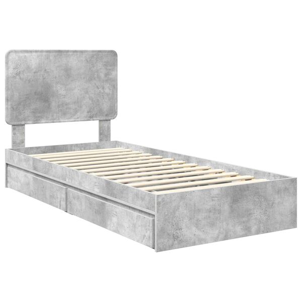 vidaXL Opslag bed met hoofdeinde Beton Grijs 100 x 200 cm Bewerkt hout