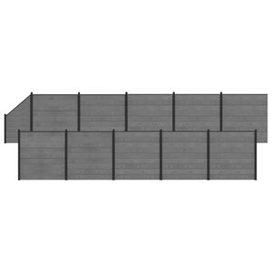 vidaXL Hek set 1830 x 186 cm WPC en Aluminium Grijs