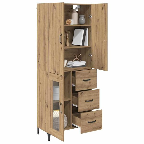 vidaXL Highboard Artisan Eiken 69,5 x 34 x 180 cm Bewerkt hout