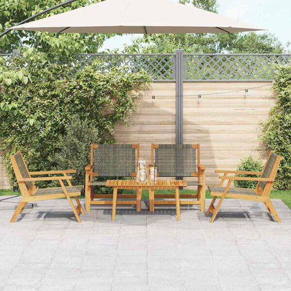 vidaXL Tuinstoelen met Tafel 5 pcs Grijs 90 x 45 x 40 cm