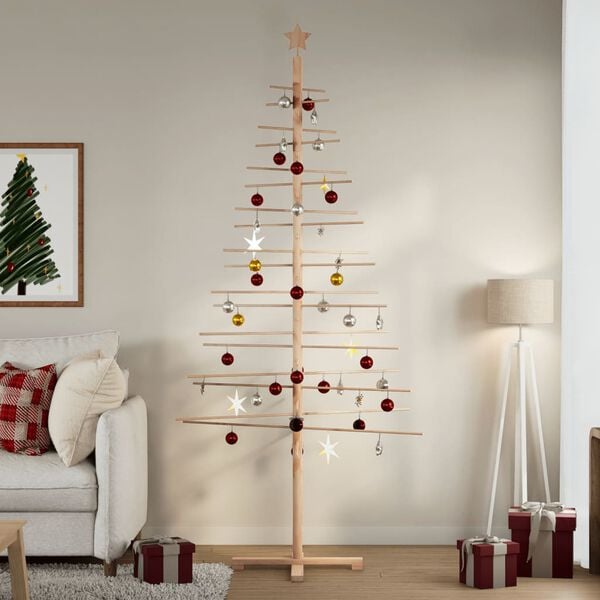 vidaXL Kerstdecoratie kerstboom 210 cm massief grenenhout