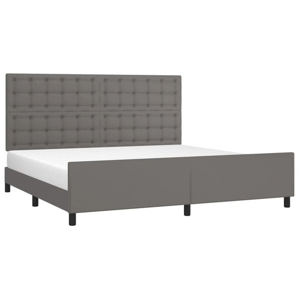 vidaXL Bedframe met hoofdbord kunstleer grijs 200x200 cm