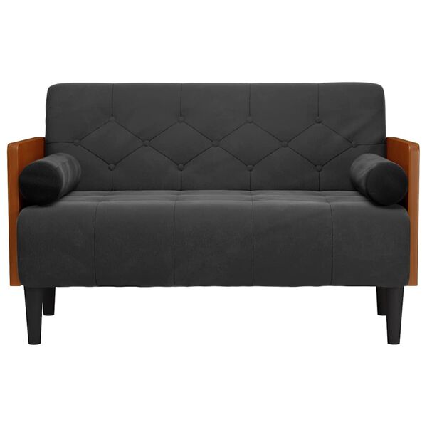 vidaXL Loveseat bank met bolsters zwart 110 cm fluweel