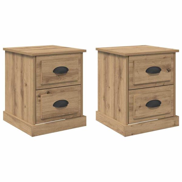 vidaXL Nachtkastje 2 pcs Artisan Eiken 39 x 39 x 47.5 cm Bewerkt hout