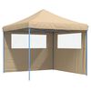 vidaXL Partytent inklapbaar pop-up met 2 zijwanden beige