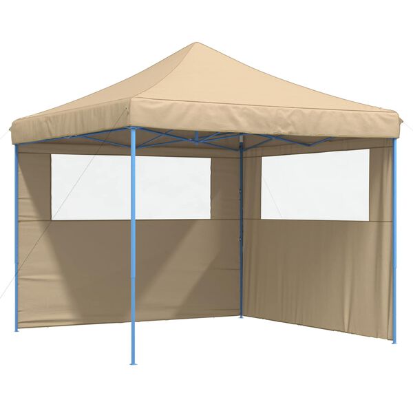 vidaXL Partytent inklapbaar pop-up met 2 zijwanden beige