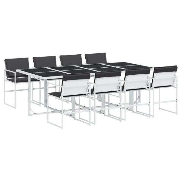 vidaXL 9-delige Tuinset met kussens textileen wit
