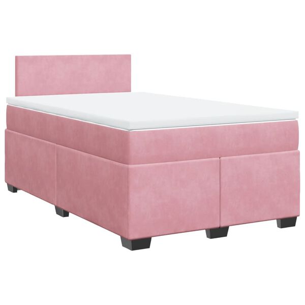 vidaXL Boxspring met matras fluweel roze 120x200 cm