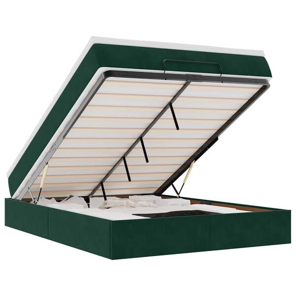 vidaXL Ottoman bed met matras 140x200cm fluweel donkergroen
