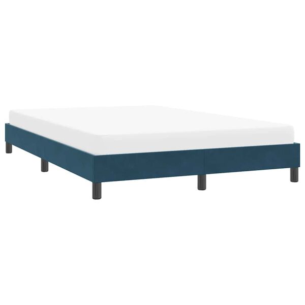 vidaXL Bedframe zonder matras 140x220 cm fluweel donkerblauw
