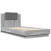 vidaXL Bedframe met hoofdbord en LED grijs sonoma eikenkleur 90x190 cm