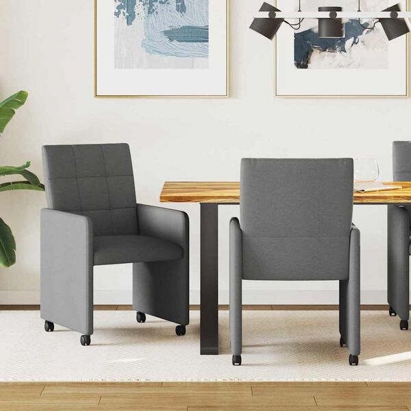 vidaXL Dining Stoelen met Wielen 2 pcs Donkergrijs 58 x 65 x 94 cm