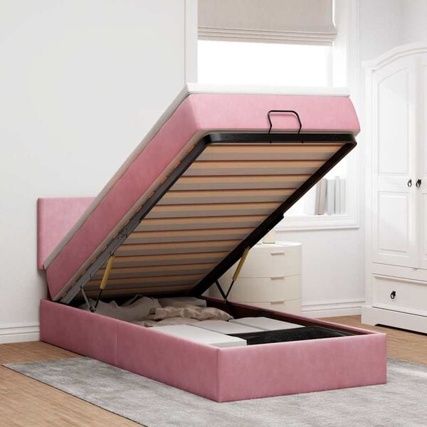 vidaXL Ottoman bed met matras 90x190cm fluweel roze