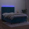 vidaXL Boxspring met matras en LED fluweel donkerblauw 140x200 cm