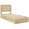 vidaXL Opslag bed met hoofdeinde Sonoma Eiken 90 x 200 cm Bewerkt hout