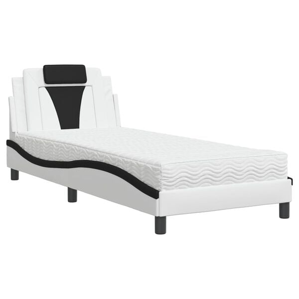 vidaXL Bed "Viana" met matras kunstleer zwart en wit 80x200 cm
