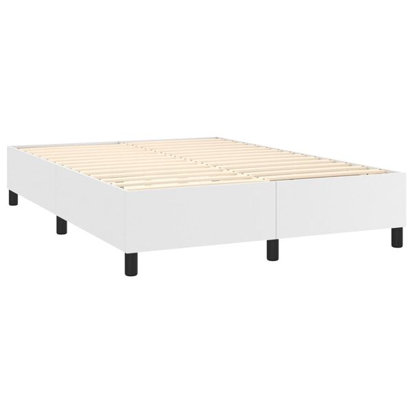 vidaXL Boxspring met matras kunstleer wit 140x190 cm