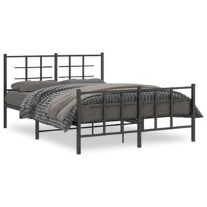 vidaXL Bedframe met hoofd- en voeteneinde metaal zwart 140x190 cm