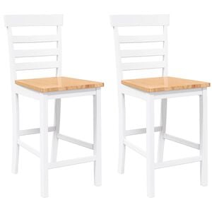 vidaXL Barkrukken 2 st massief hout rubber wit