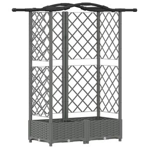 vidaXL Verhoogd Bed met Trellis en Dak Lichtgrijs 124 x 40 x 123 cm PP
