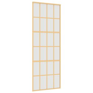 vidaXL Schuifdeur 76x205 cm mat ESG-glas en aluminium goudkleurig
