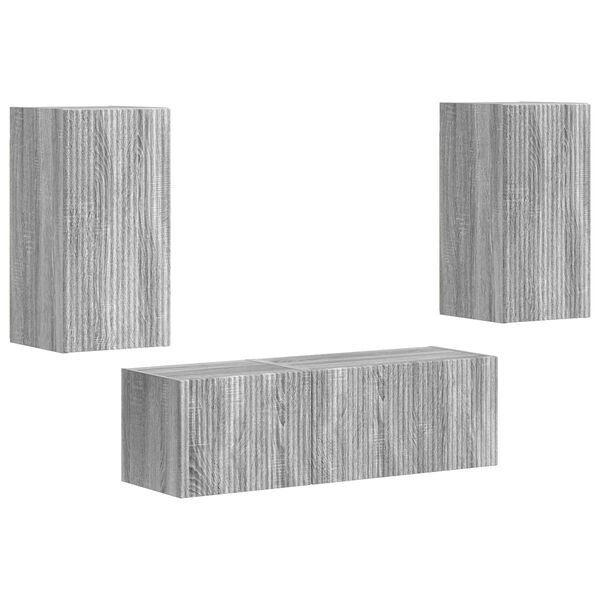 vidaXL TV Wandkast Set Wandgemonteerd 4 pcs Grijs Sonoma Bewerkt hout