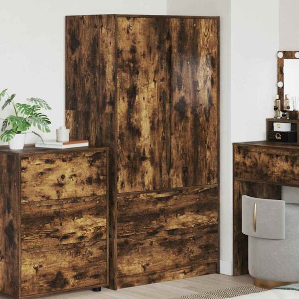 vidaXL Badkamer Kast Gerookt eiken 79,5 x 49 x 156 cm Bewerkt hout