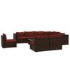 vidaXL 10-delige Loungeset met kussens poly rattan bruin
