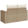 vidaXL Tuinbank 2-zits met kussens poly rattan beige