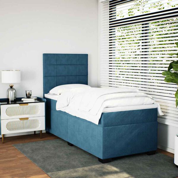 vidaXL Boxspring met matras fluweel blauw 80x200 cm