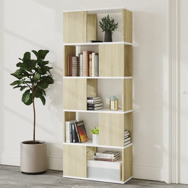 vidaXL Boekenkast/kamerscherm 60x24x155 cm wit en sonoma eikenkleurig