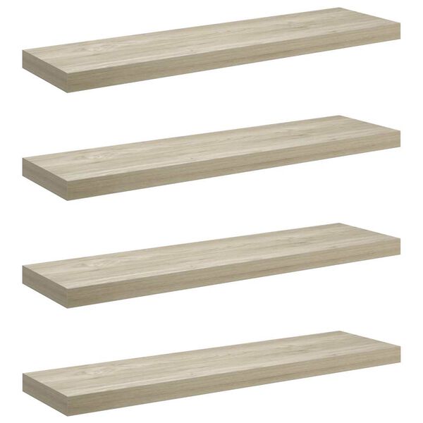 vidaXL Wandschappen zwevend 4 st 90x23,5x3,8 cm MDF eikenkleurig