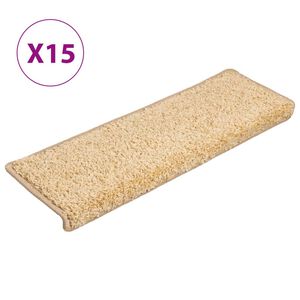 vidaXL Trapmatten 15 st 65x21x4 cm cr&egrave;me met rechthoekige rand